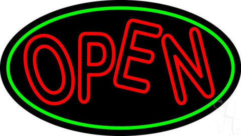 Red Double Stroke Open Oval Neon Sign 17