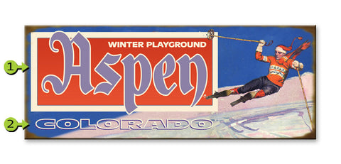 Winter Playground RWB Wood Sign 17x44