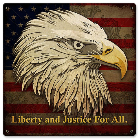 Liberty And Justice For All Vintage Sign Metal Sign