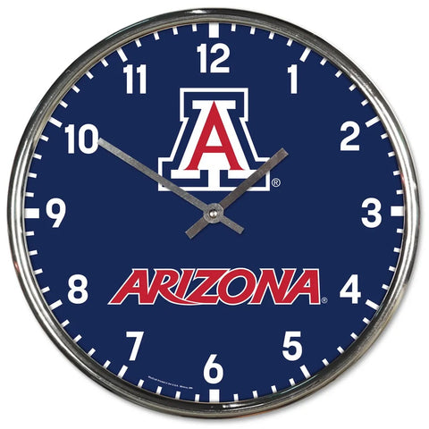 Arizona Wildcats Clock Round Wall Style Chrome