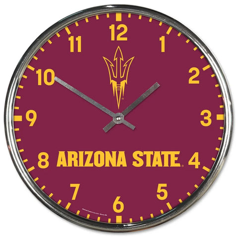 Arizona State Sun Devils Clock Round Wall Style Chrome