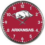 Arkansas Razorbacks Clock Round Wall Style Chrome
