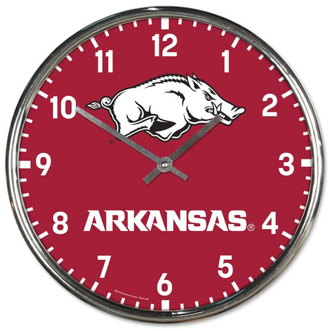 Arkansas Razorbacks Clock Round Wall Style Chrome