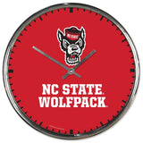 North Carolina State Wolfpack Clock Round Wall Style Chrome