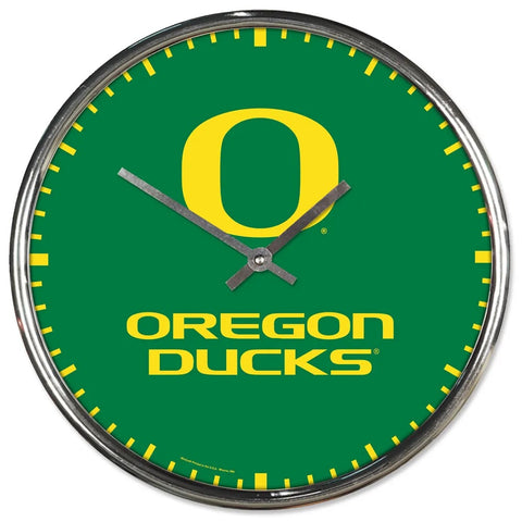 Oregon Ducks Clock Round Wall Style Chrome