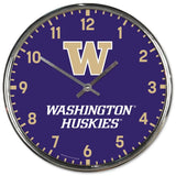 Washington Huskies Clock Round Wall Style Chrome