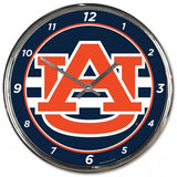 Auburn Tigers Clock Round Wall Style Chrome