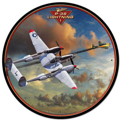 P 38 J Lightning Vintage Sign Metal Sign