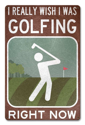 Wish I Was Golfing Vintage Sign Metal Sign