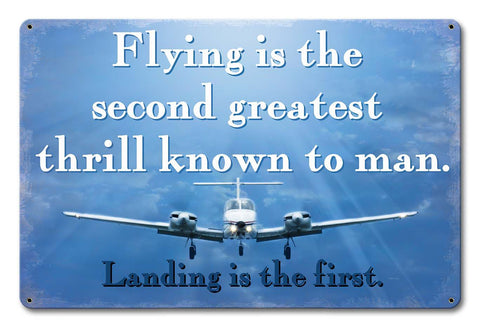 Flying--Second-Greatest-Thrill-Vintage-Sign-Metal-Sign