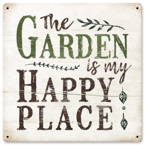Garden Happy Place Vintage Sign Metal Sign
