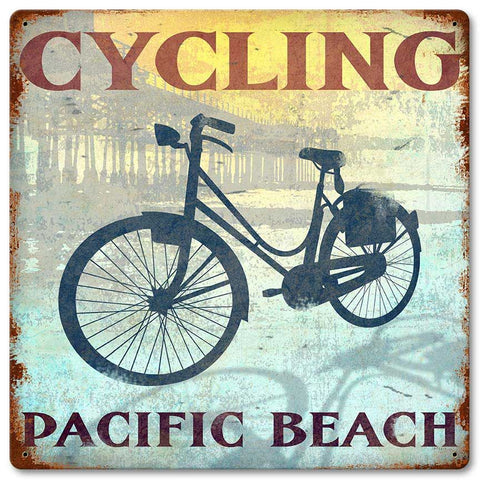 Cycling Pacific Beach Vintage Sign Metal Sign