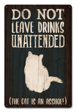 Do Not Leave Drinks Cat Vintage Sign Metal Sign