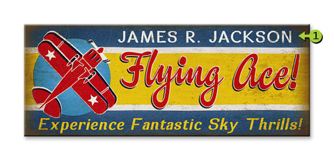 Flying Ace! Wood Sign 17x44
