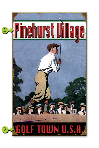 Blue Background Golfer Wood Sign 18x30