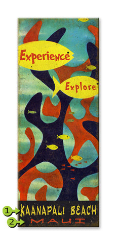Experience, Explore Reef Design Wood Sign 17x44