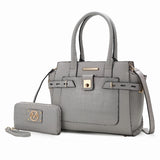 Isla Crocodile Embossed Vegan Leather Women's Satchel Bag- 2 pieces
