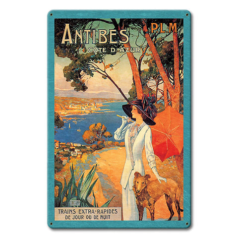 Antibes Vintage Travel Metal Sign 12in X 18in Metal Sign