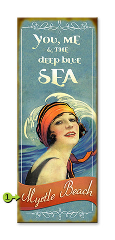 You, Me & the Deep Blue Sea Wood Sign 17x44