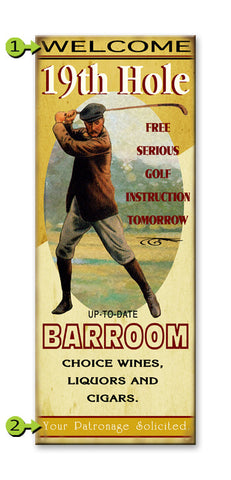 19th Hole Sign Metal 17x44