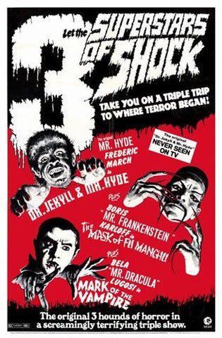 3 Superstars of Shock Movie Poster Print