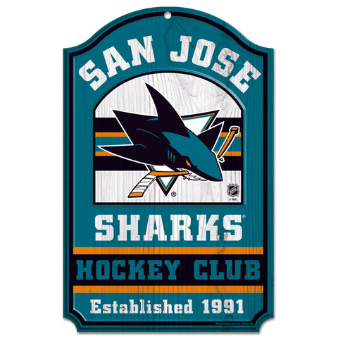 San Jose Sharks Sign 11x17 Wood Hockey Club