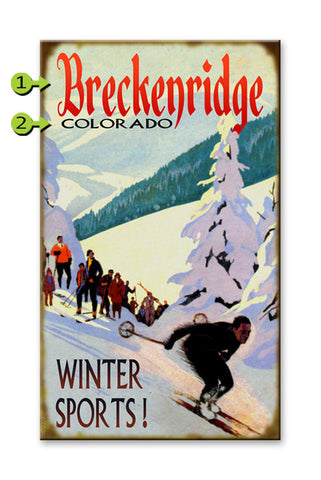 Winter Sports Wood Sign 23x39