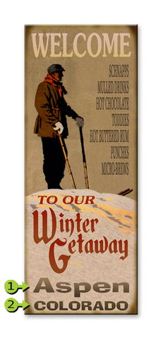 Winter Getaway Wood Sign 17x44
