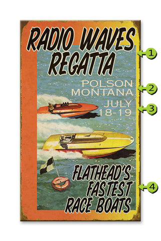 World's Fastest Race Boats Metal Sign 28x48