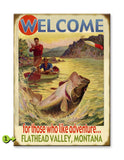 Fisherman Welcome Bass Wood Sign 23x31