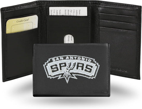 San Antonio Spurs Wallet Trifold Leather Embroidered