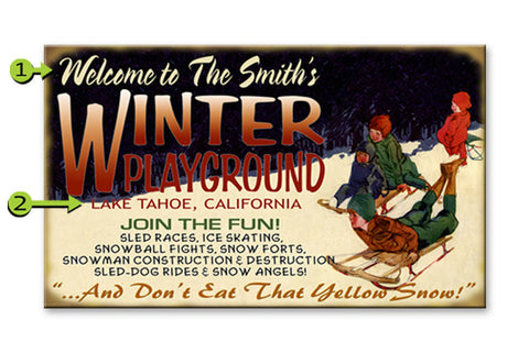 Winter Playground Wood Sign 23x39