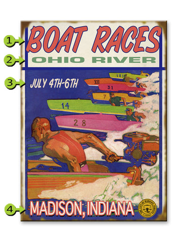 Boat Races Wood Sign 28x38