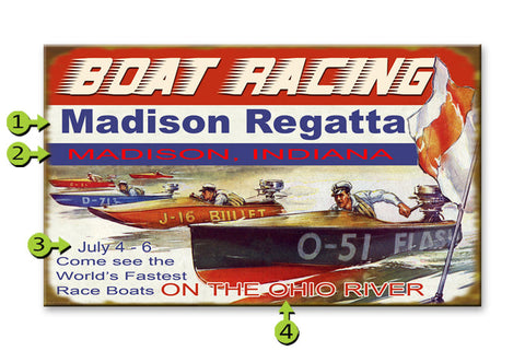 Boat Racing Wood Sign 23x39