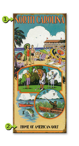 North Carolina Scenery Wood Sign 10.5x24