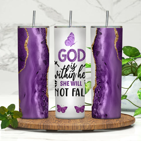God is within her 20oz Skinny Tumbler