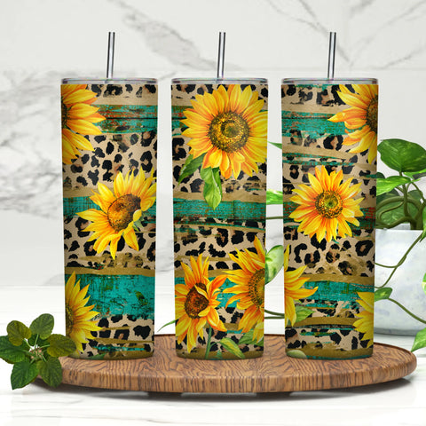 Sunflower Animal Print 20oz Skinny Tumbler