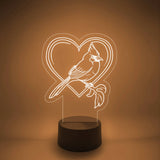 Bird Memorial LED Lamp | Light Up Cardinal Heart