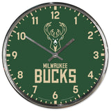 Milwaukee Bucks Clock Round Wall Style Chrome