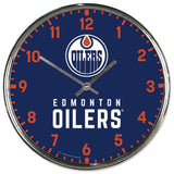 Edmonton Oilers Clock Round Wall Style Chrome