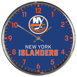 New York Islanders Clock Round Wall Style Chrome