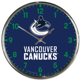 Vancouver Canucks Clock Round Wall Style Chrome