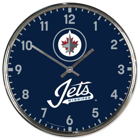 Winnipeg Jets Clock Round Wall Style Chrome
