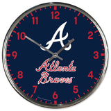 Atlanta Braves Clock Round Wall Style Chrome