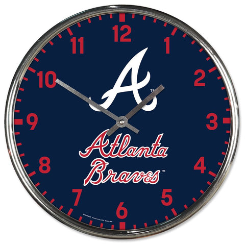 Atlanta Braves Clock Round Wall Style Chrome