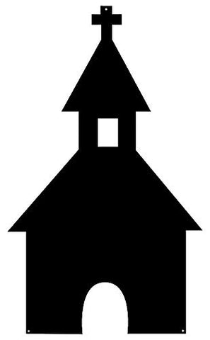 Church Steeple Cut Out Wall Decor Silhouette Metal Sign 13.5×23