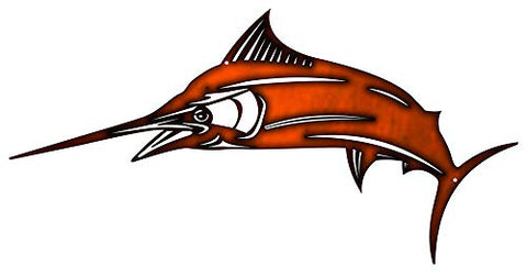 Marlin Fish Cut Out Faux Copper Finish Wall Decor Metal Sign 16×29.6
