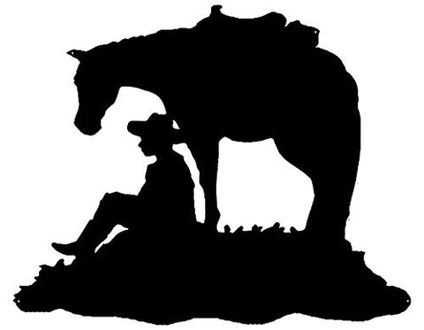 Cowboy And Horse Cut Out Wall Art Silhouette Metal Sign 24×29.5