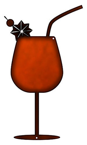 Cocktail Beverage Laser Cut Out Faux Copper Finish Metal Sign 7x12