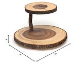 Lipper International Acacia 2-Tier Tree Bark Server for Meats, Cheeses, and Crackers,Acacia Tree Bark, 14"L x 14"W x 8"Th